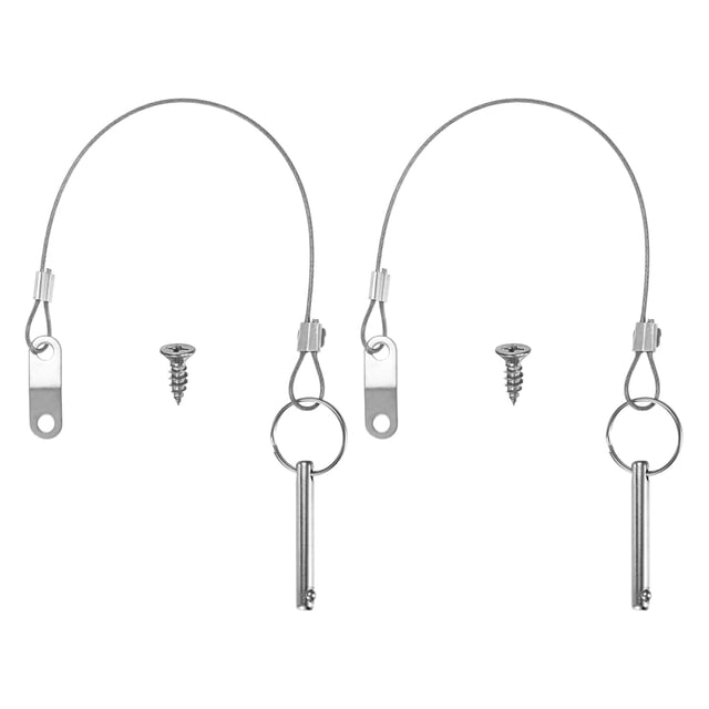 Uxcell 2-Pack Pasadores de Liberación Rápida, Diámetro de 1/4" (6mm), Longitud de Uso de 1.4" (35mm) Pasador para Techo Bimini con Cuerda y Tornillos, Pasadores de Hardware de 1.9" (47mm) de Largo
