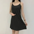 thumbnail image 3 of Oversized Sleepshirts New Nightgowns for Women Spaghetti Strap Nightdress Full Slip Sleep Dress Sleeveless Pajama Comfy Chemise Black L, 3 of 6