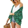 thumbnail image 3 of Women Floral Print Chiffon Kimono Cardigan Short Sleeve Loose Beach Wear Cover Up Blouse Top, 3 of 8