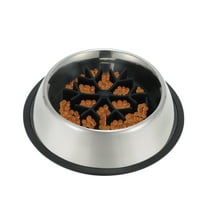 Unique Bargains Slow Feeder Dog Bowls Stainless Steel Dog Slow Feeder Bowl with Silicone Insert Dog Slow Feeder Bowl Food Bowl for Small Medium Large Dogs Black