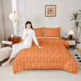 thumbnail image 4 of Feelyou Adult Boho Snake Full Size Comforter Sets, Orange Damask Flower Bedding Sets, 3pcs, 4 of 8
