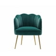 thumbnail image 2 of Velvet Accent Chair, Single Sofa Upholstered Vanity Chair Leisure Coffee Armchair with Gold Metal Legs, Modern Shell Shape Sofa Chair Guest Arm Chair Club Chairs for Living Room Bedroom, Dark Green, 2 of 7