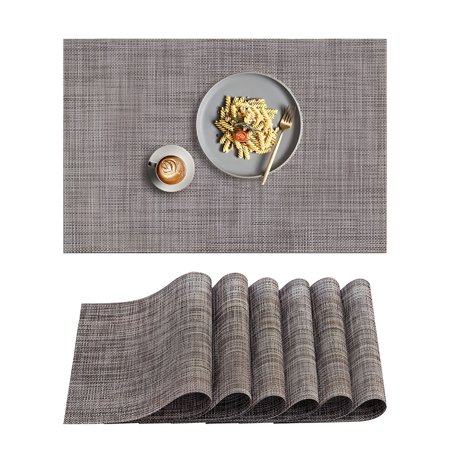 AUQ 2026 New Set of 6 Placemats,Pvc Non-Slip Washable Place Mats for Dining Table,Heat-Resistant Stain Resistant Woven Table Mats Home Decor for Kitchen,Dining,Party,Home 11.8