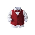 thumbnail image 3 of TiaoBug Baby Boys Gentleman Suit Long Sleeve Dress Shirt Tuxedo Vest Top Pants Birthday Party Formal Wear Dark Red 12-18 Months, 3 of 7