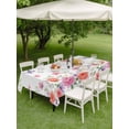 thumbnail image 4 of Outdoor Tablecloth with Umbrella Hole for Patio/Picnic/Party/Camping, Pink Orange Roses Waterproof Table Cloth Rectangle Table Cover Washable, Farmhouse Spring Summer Flowers Butterfly (60"x 120"), 4 of 9