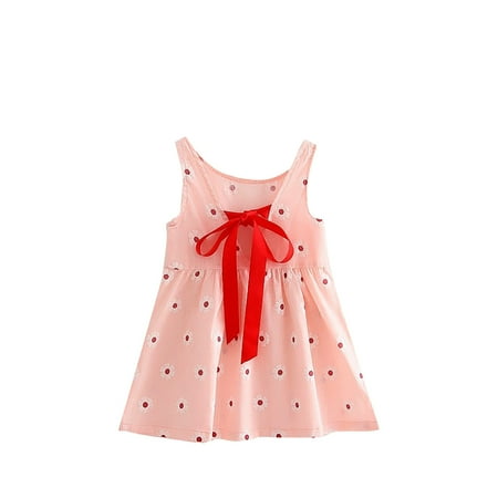

EHTMSAK Infant Baby Toddler Child Children Kids Sleeveless Dresses for Girls Sundress Floral Summer Dress Pink 1T-6T 120