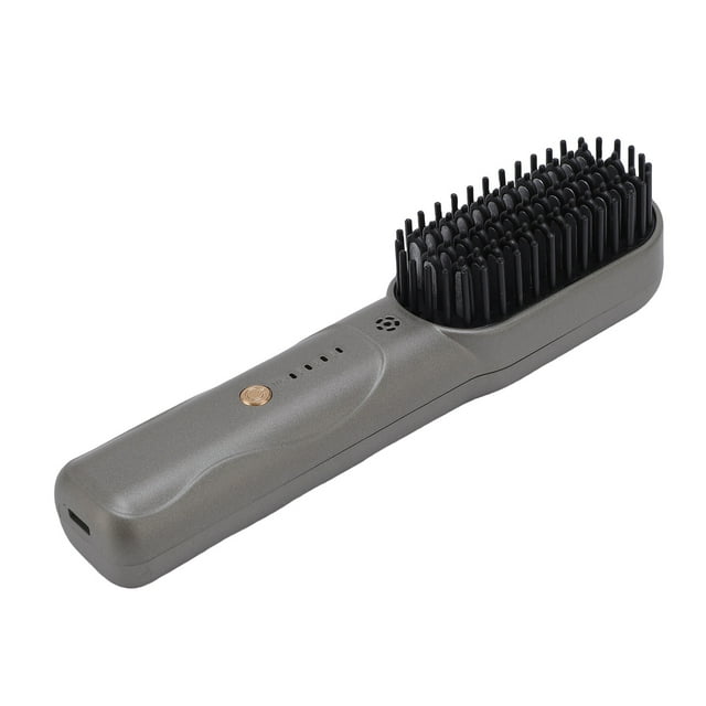 Cordless Hair Straightener Brush, Hair Straightening Comb Curling Iron Auto Constant Fast Heating 3 Temperature Settings with Rounded Teeth for Straight and Curly
