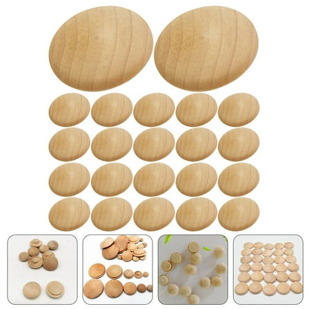 UPOUART 100Pcs Khaki Round Button Head Wood Hole Plugs for Furniture 1.2x1x1in