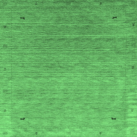 Ahgly Company Indoor Square Abstract Emerald Green Contemporary Area Rugs, 7' Square