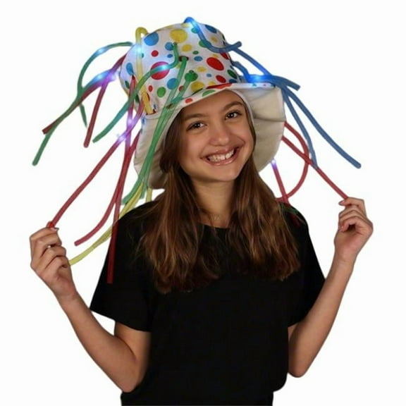 Blinkee 5045000-PLK Festive Circus Polka Dots Multicolor LED Noodle Hat - Flashing Dreads