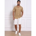 thumbnail image 2 of DARING DIVA Men's Casual Knitted Hollow Out Short Sleeve Shirt M Khaki, 2 of 7