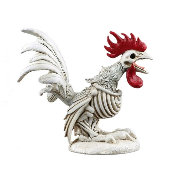 Luoshdecor Halloween Rooster Skeleton,Resin Skeleton Decor Resin Garden Statues for Home Kitchen Backyard Patio
