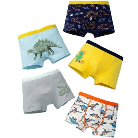 

Binhe Kids Children Baby Boys Cotton Underpants Cute Dinosaur Print Underpants Shorts Pants Briefs Trunks 5PCS for All Seasons Washable No Odor for Active Kids