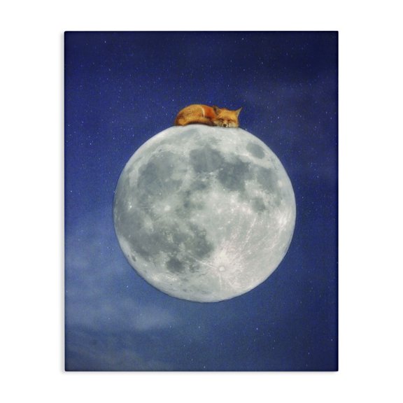 Stupell Industries Fox Sleeping Night Sky Moon Graphic Art Gallery Wrapped Canvas Print Wall Art, Design by Carrie Ann Grippo-Pike
