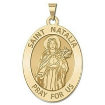 Picturesongold.Com Saint Natalia OVAL Religious Medal  - 3/4 inch x 1 inch -Solid 14K Yellow Gold
