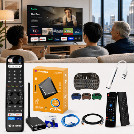 vSee Box V6 Pro 2026 Newest Version Smart Digital Device for Home Entertainment Android 14, 4GB RAM 32GB Storage