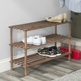thumbnail image 4 of Home Basics 3-Tier Wooden Shoe Rack, Cherry (2 Pack), 4 of 5