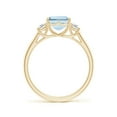 thumbnail image 2 of ANGARA Natural Three Stone 2 ct Aquamarine and Diamond Engagement Ring in 14K Yellow Gold for Women (Size-9x7mm) | March Birthstone, Anniversary, Jewelry Gift for Women | Natural Aquamarine Ring, 2 of 11