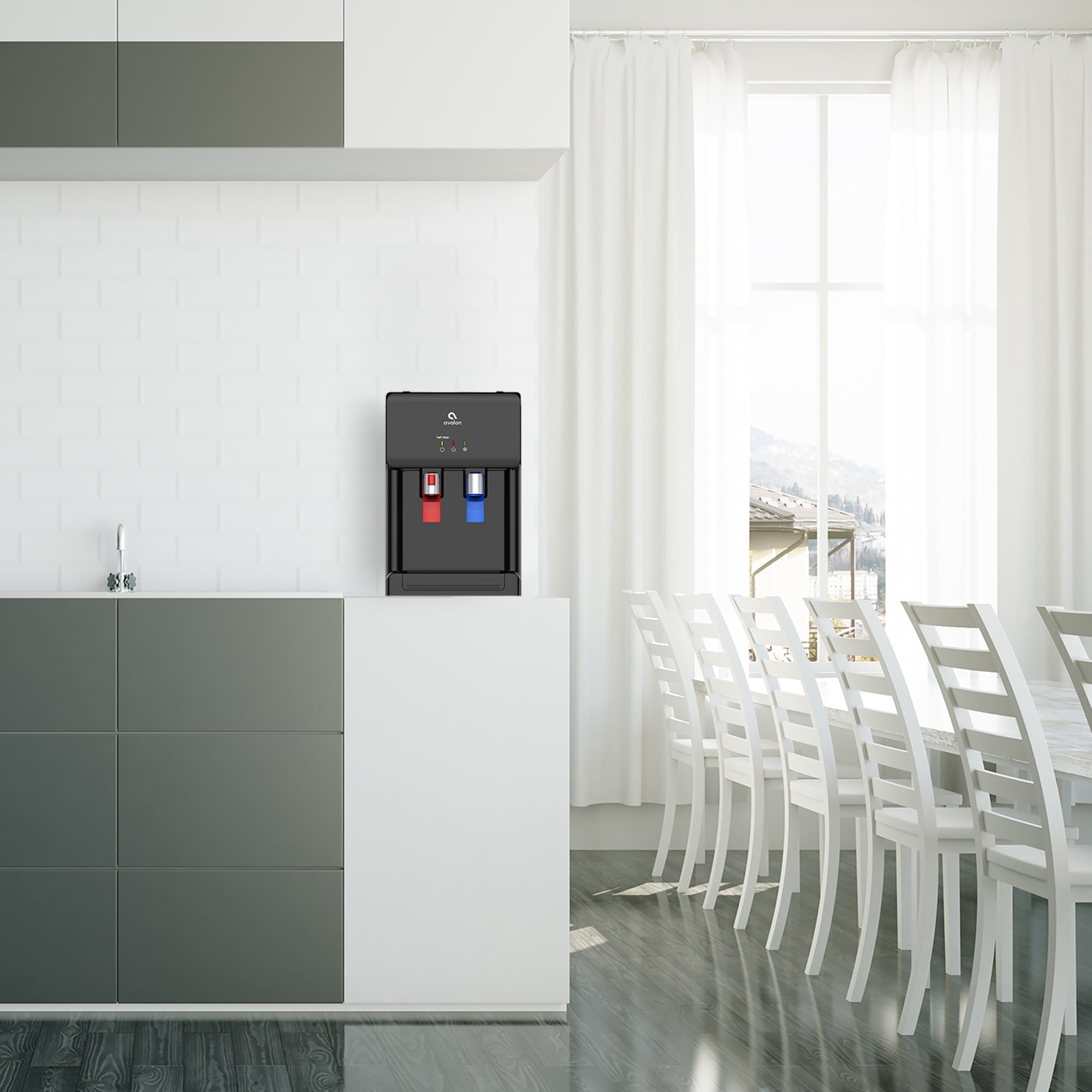 Avalon Countertop Self Cleaning Bottleless Water Dispenser - Hot & Cold Water Temperature - Black