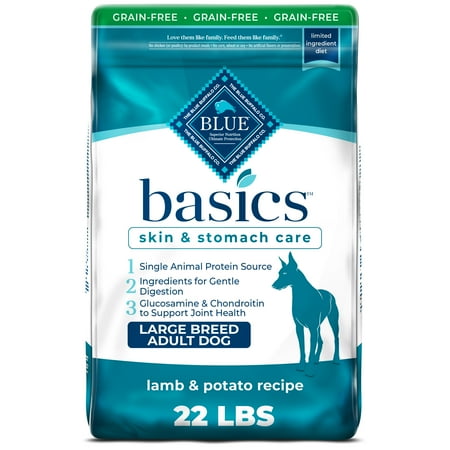 UPC: 0840243100064 | Blue Buffalo Basics Skin & Stomach Care Large Breed Lamb and Potato Dry Dog Food for Adult Dogs  Grain-Free  22 lb. Bag