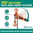 thumbnail image 4 of 0.75T/3M Lever Block, Lever Chain Hoist, Orange Come Along Manual Chain Hoist with 360°Hook Rotation & 10FT Height for Dock Loading, 4 of 8