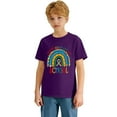thumbnail image 4 of Gelikeya Kids 100 Days of School Shirt Boys Girls Short Sleeve Cute Cartoon Rainbow Printed T Shirts Summer Outfit Clothes Purple, 8-9 Years, 4 of 8