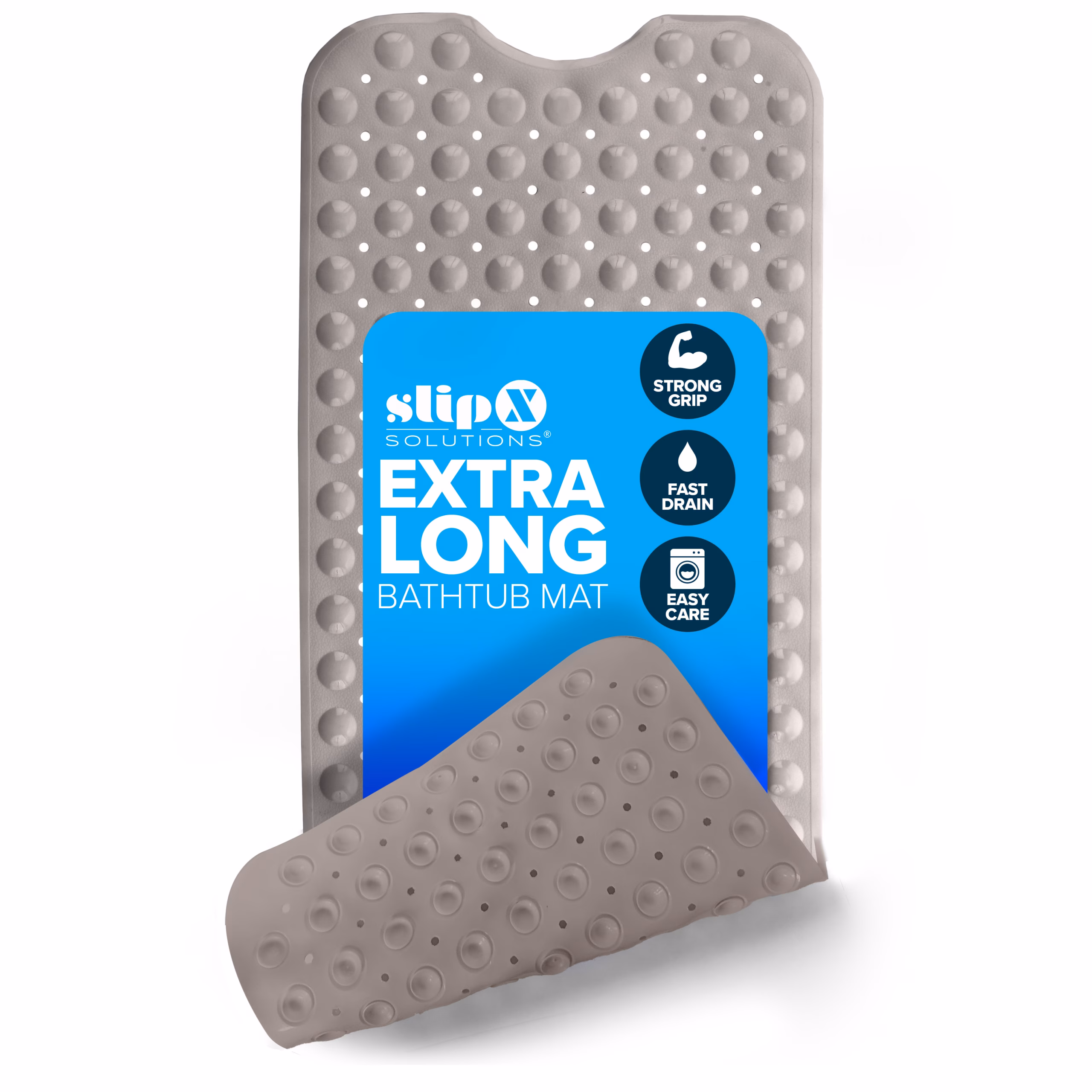 SlipX Solutions Bathtub Mat Non Slip 39 x 16, Extra Long Bathroom Shower Mat, Suction Cups