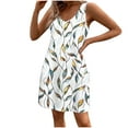 thumbnail image 1 of Vestido Corto para Mujeres Verano sin Mangas Cuello en V, Impresión de Moda con Bolsillos, Poliéster de Algodón Casual, 1 of 9