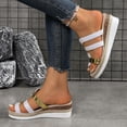 thumbnail image 5 of Dakaela Platform Wedge Sandals for Women 2026 Shiny Orthopedic Slip on Slides Arch Support Strappy Summer Dressy Espadrille Shoes White 7, 5 of 8