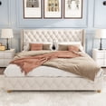 thumbnail image 1 of Linen Upholstered Platform Bed -Mattress Not Included, 1 of 19