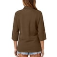 thumbnail image 4 of HAJWOH Womens Uniforms Tops for Work Short Sleeve Uniforms Dressy Casual Button Down T-Shirt 2026 Spring New with Collar Golf Polo Shirt Comfortable Clothes Brown XL, 4 of 5