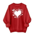 thumbnail image 2 of Qepwscx Womens T Shirts Long Sleeve Red Valentine'S Day Crewneck Sweatshirt Love Heart Printed Womens Blouses Cute Tops Pullover Sweatshirt Graphic Tshirts Holiday Outfits Tee Tops, 2 of 5