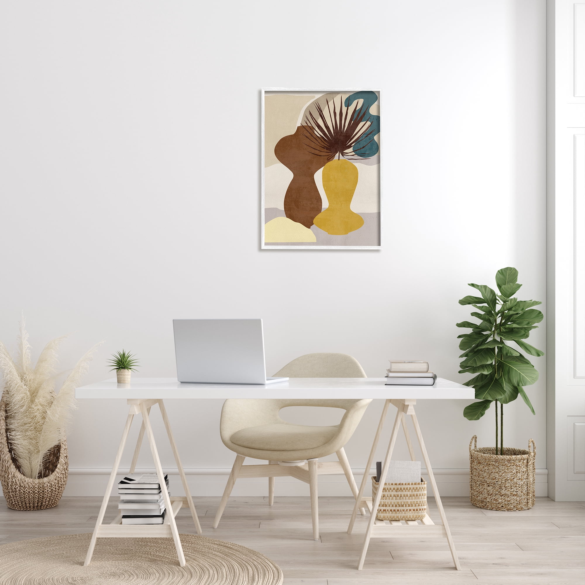Stupell Industries Groovy Decorated Vases Brown Yellow Potted Palm Plant, 24 x 30, Designed by Melissa Wang