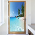 thumbnail image 3 of Ocean Decorative Window Film, Surf Beach Scenic, Glue Free Static Privacy PVC Window Film, W35.4 x L78.7 Inch Blue Turquoise, 3 of 5
