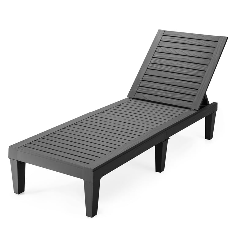 Gymax Patio Chaise Lounge Recliner, Adjustable Black photo 2