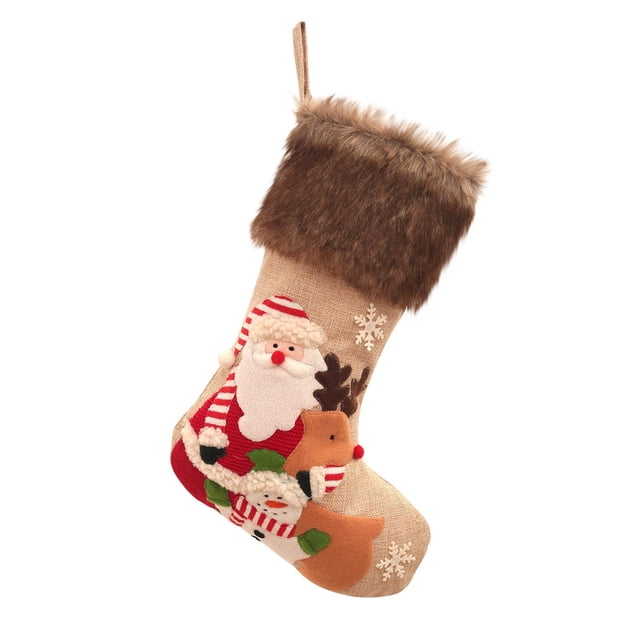 Decoraciones de Navidad para Árbol Decoración de Navidad Hombre Viejo Bordado Muñeco de Nieve Calcetines de Navidad Decoraciones para Niños Regalo Calcetines Hombre Regalos para Navidad