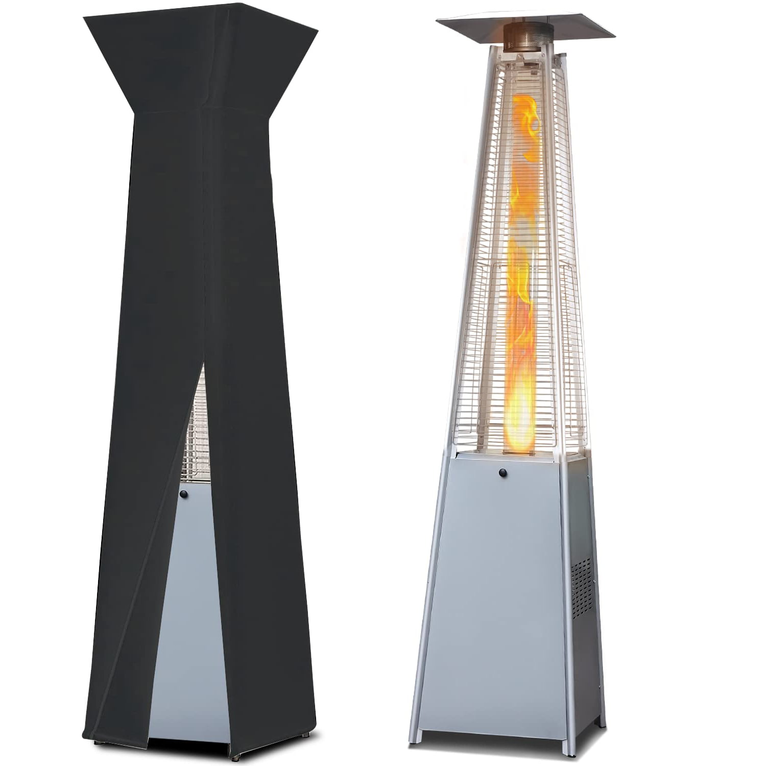 224cm Tall Standing Patio Heater WITH FREE WEATHERPROOF COVER Home Essential PRE-ARRIVAL OFFER Outdoor Pyramid Flame Heater Out Door Gas Heater