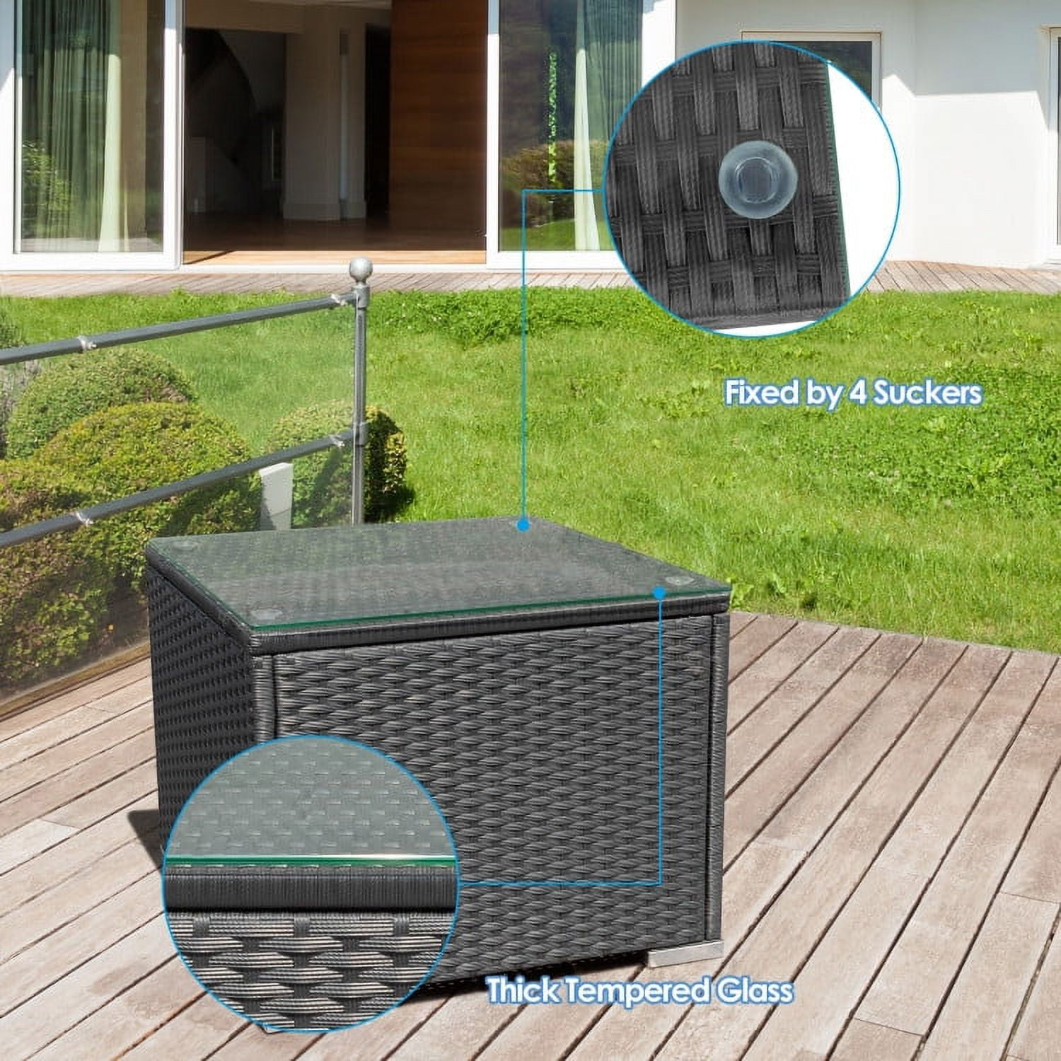 Aimee Lii 3 Pieces Patio Wicker Conversation Set with Cushion, Modern Patio Furniture, Turquoise Aimee Lii 3 Pieces Patio Wicker Conversation Set with Cushion, Modern Patio Furniture, Turquoise
