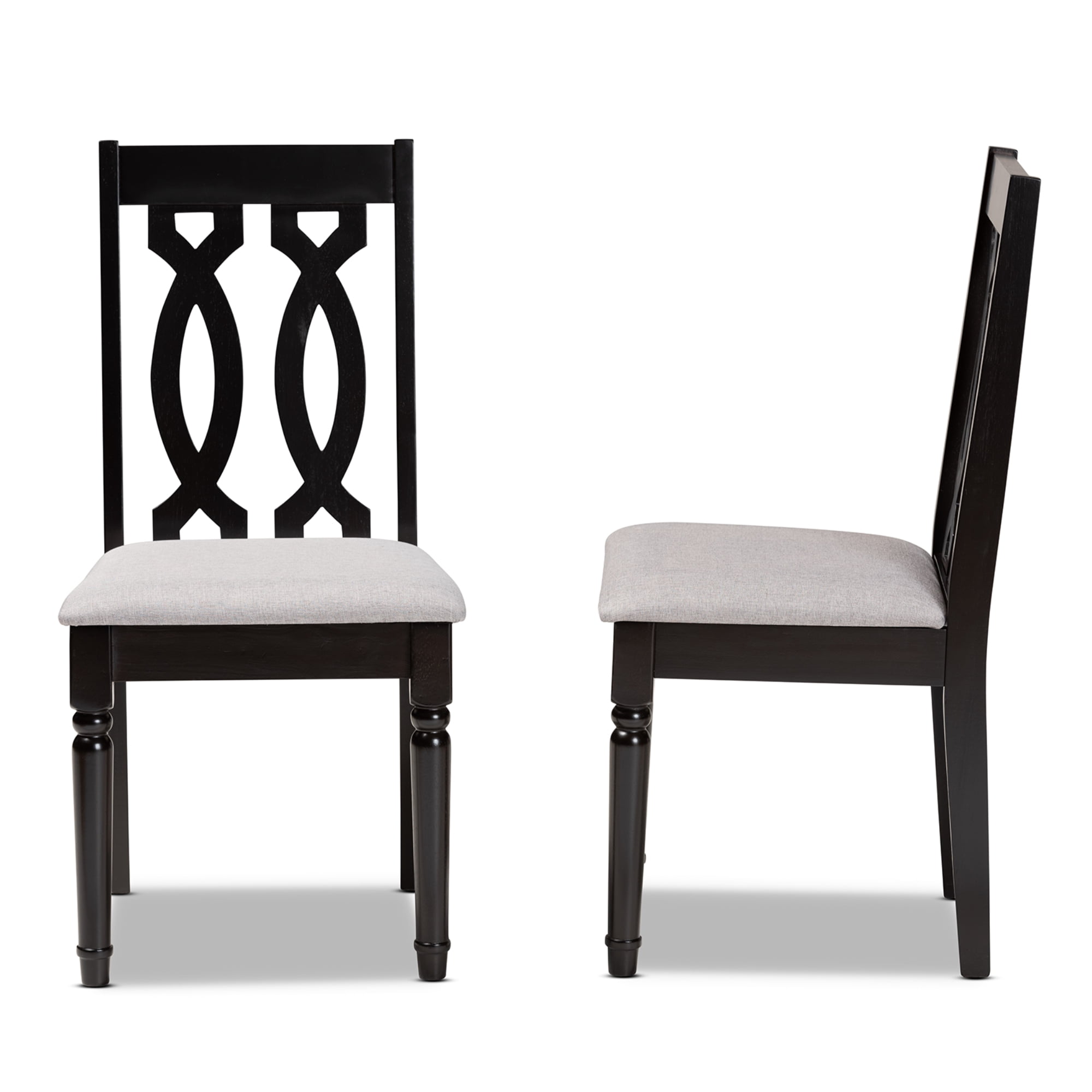 Baxton Studio Cherese Dining Chair, Set of 2, Grey and Dark Brown