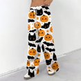 thumbnail image 2 of Fabrcox Halloween Women Pj Pants Funny Ghost Pumpkin Witch Sleep Pants for Women Comfy Spooky Fall Winter Wide Leg Woman Lounge Pants, 2 of 4