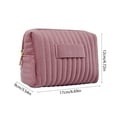 thumbnail image 3 of Embroidered Striped Velvet Cosmetic Bag with Waterproof Polyester Material for Makeup Storage and Travel Organization, 3 of 5