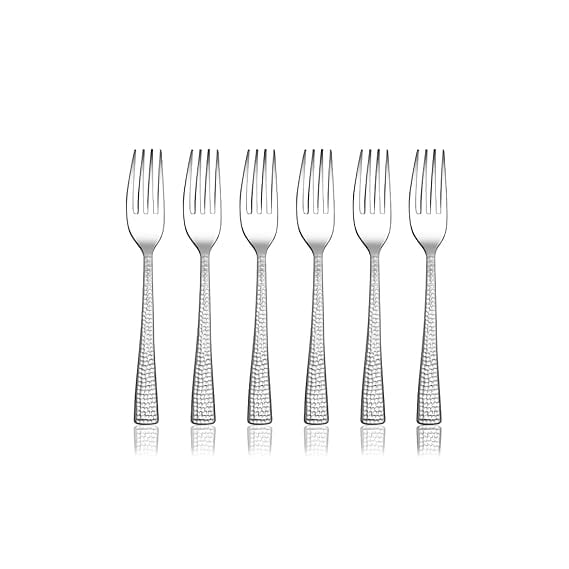 Stainless Steel Impressa Hammered Desert Fork,6 Pieces