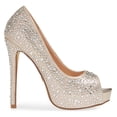 thumbnail image 3 of Lauren Lorraine Candy Nude Rhinestone High Platform Peep Toe Wedding Formal Pumps (Nude, 7.5), 3 of 5