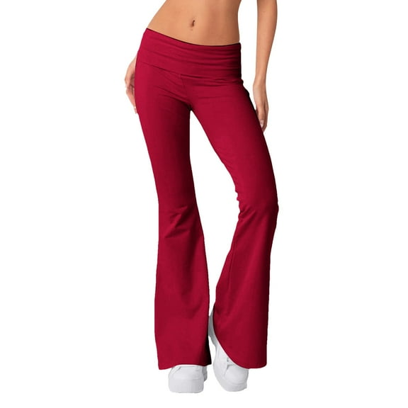 Sngxgn Women's High Waist Wide Leg Cargo Pants with Pockets Casual Fit Stretch Leggings Gym Sweatpants(Red,M)