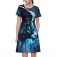thumbnail image 1 of Easygdp Celestial Ram Night Sky para Vestido Transpirable de Mujer, Vestido Suelto de Manga Corta con Pliegues y Bolsillos para el Verano, 1 of 6