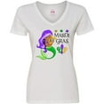 thumbnail image 3 of Inktastic Mardi Gras Mermaid with Harp and Beads Women's V-Neck T-Shirt, 3 of 5