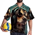 thumbnail image 4 of Retro Dog Men's Casual Poplin Printed Button Down Short Sleeve Summer Beach Shirts - Unisex, 4 of 6