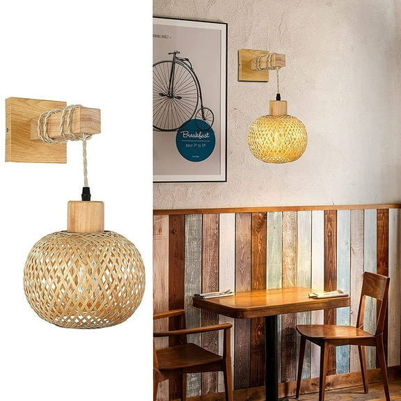 MUSEYA Farmhouse Indoor Wall Lamp Rustic Wood Wall Sconce for Bedroom and Bathroom