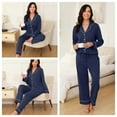 thumbnail image 6 of Womens Cotton Pajama Sets with Long Sleeves Button Down Pajama Set for Women 2pcs Women Soft Sleepwear Set with Long Pants Womens Casual Loungewear Sets with Pockets, S-XXL, 6 of 10