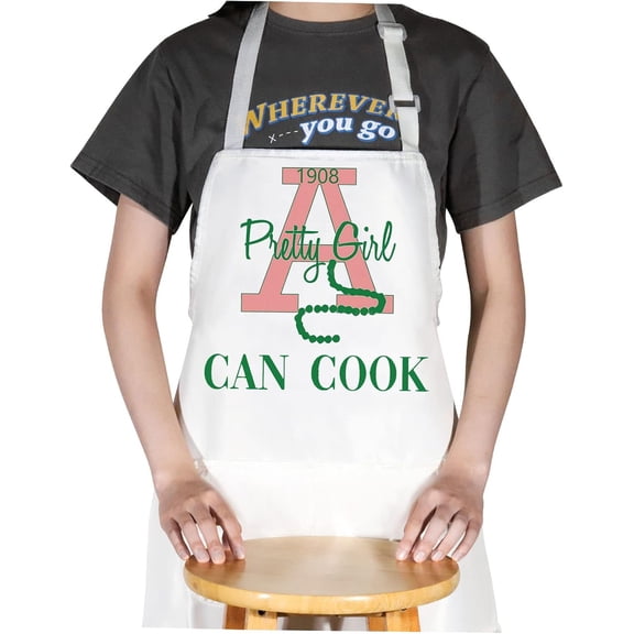 sidao Sorority Kitchen Apron Sorority Girls Gift Pretty Girl Can Cook Adjustable Apron For Cooking Baking Grilling